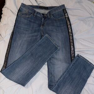 Rock & Republic jeans Skinny Blue Black Unique black side seam Size 6 like new